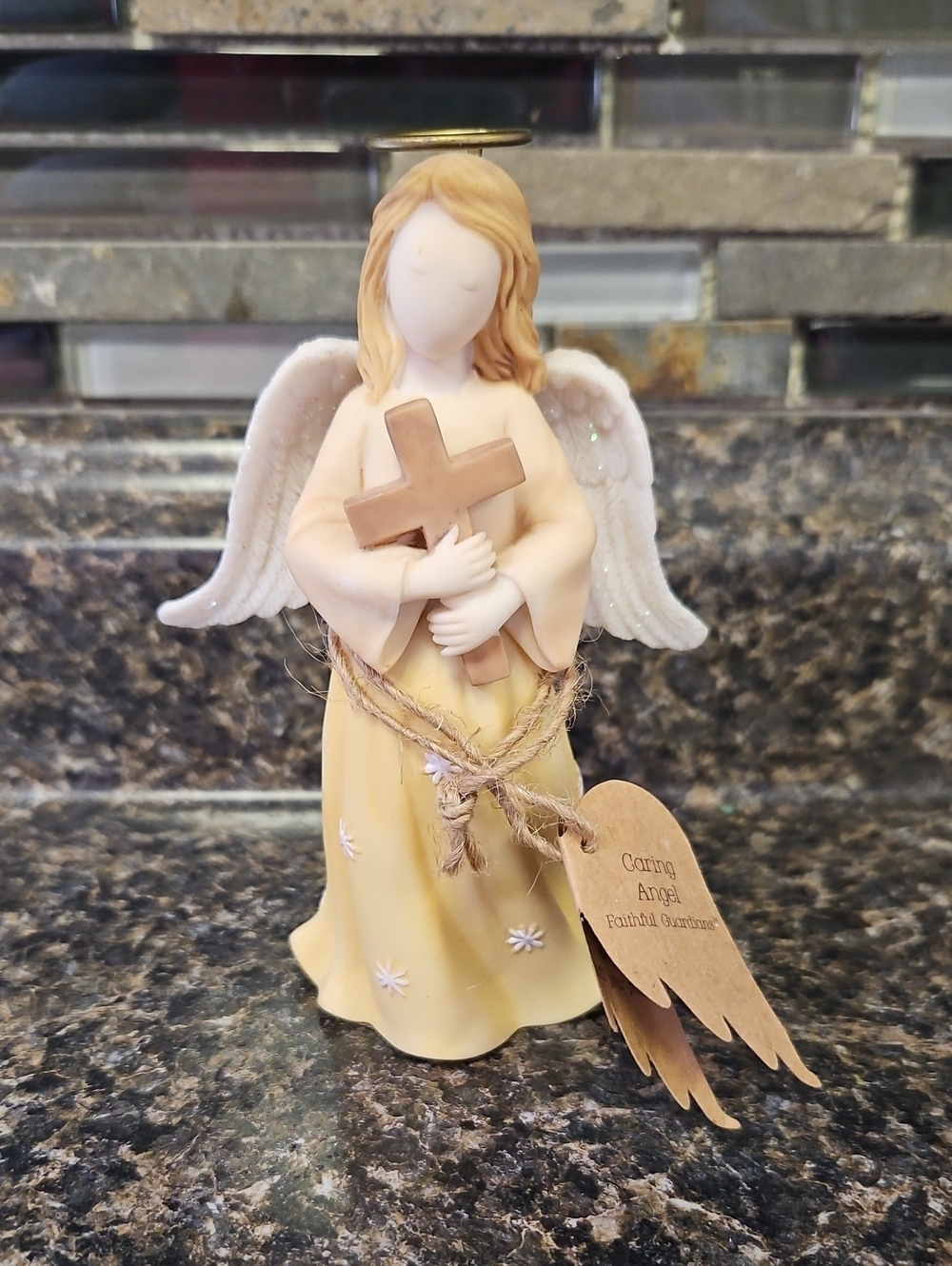 Caring Angel Faithful Guardians Collection Angel With Cross Figure